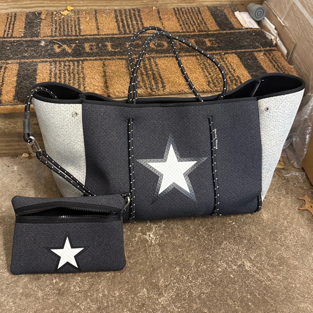 PreneLove Large Hampton Tote – Black/Grey Star